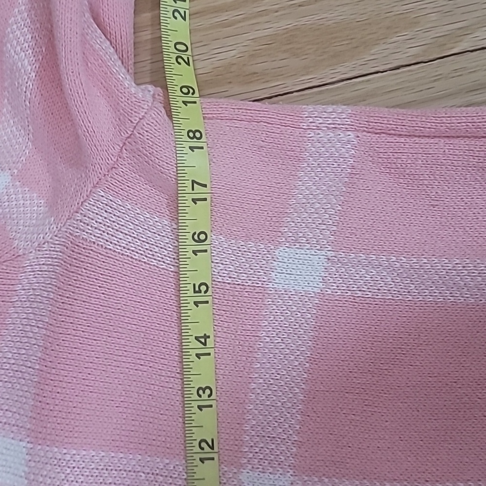 Pink and white mock neck sweater ribbed flare sleeves no tags see measurements - Picture 11 of 14